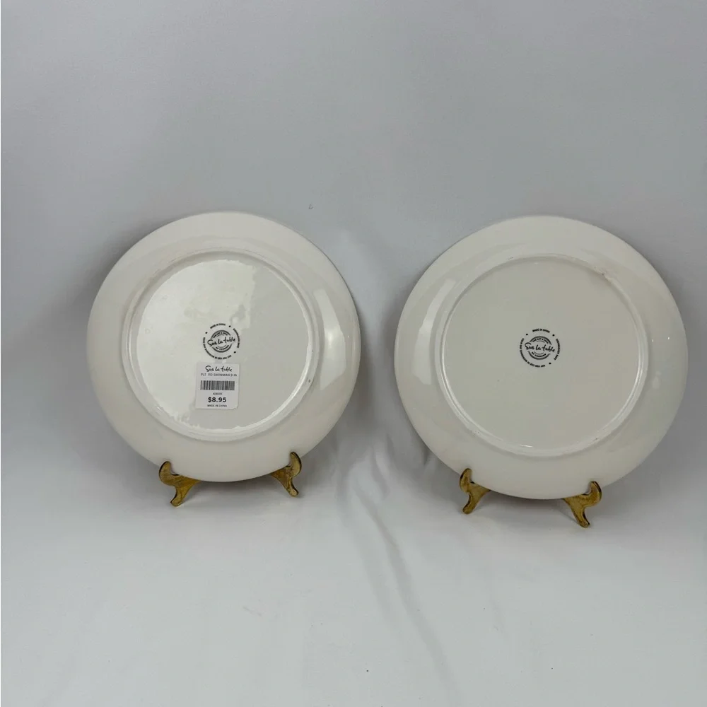 Sur la Table 9 Snowman Plates New